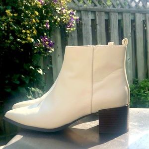 Classic Women's Cream Ankle Bootie - Minimal Block Heel